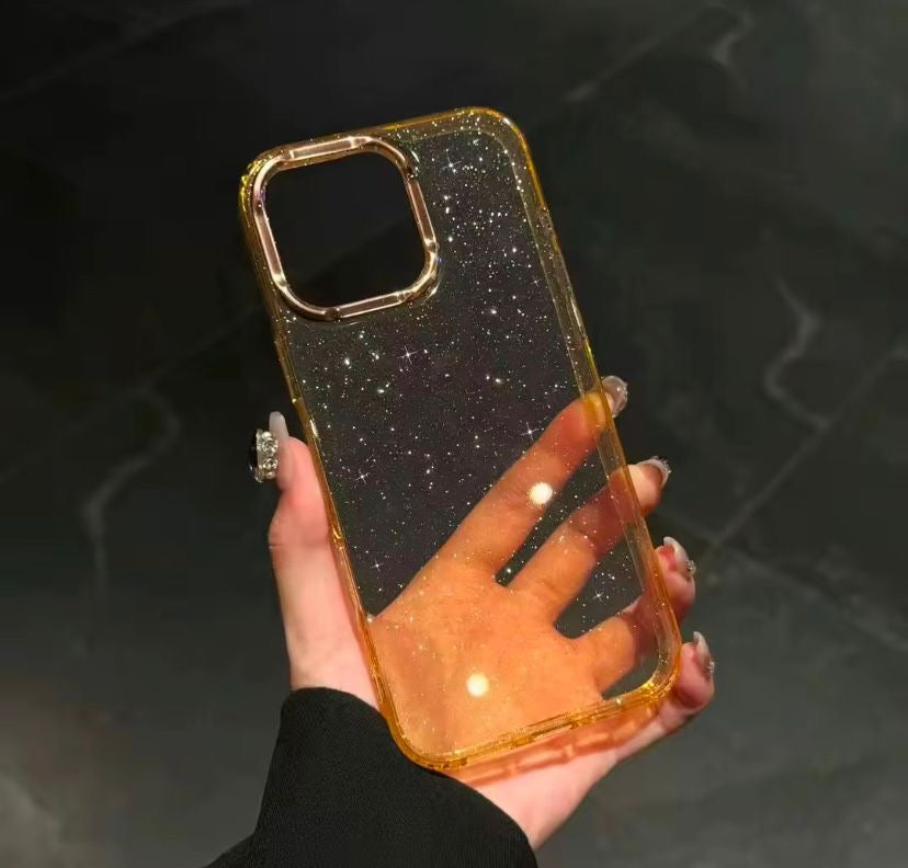 Transparent glittery case