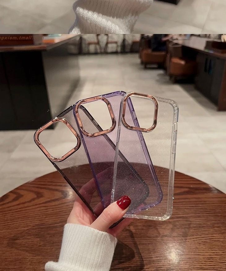 Transparent glittery case