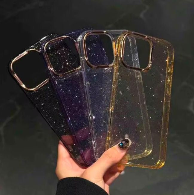Transparent glittery case