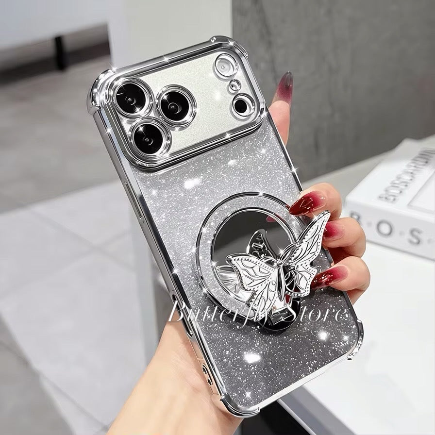 Butterfly mirror stand case for iPhone