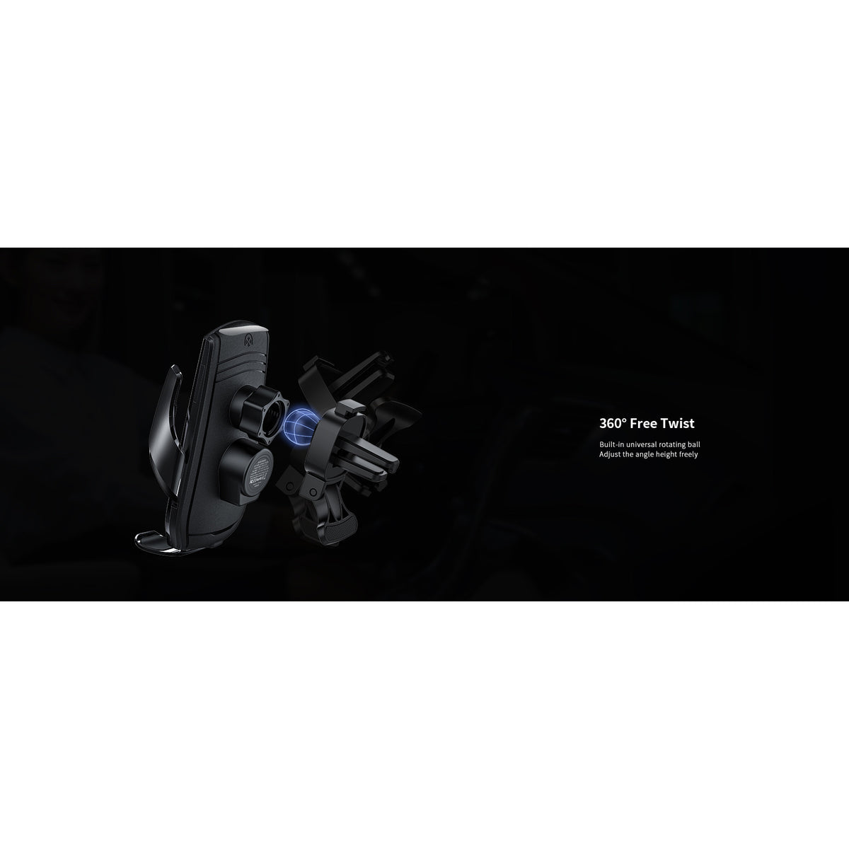 RECCI Wireless Charging Car Holder 15W Fast Charger With Auto-Clamp