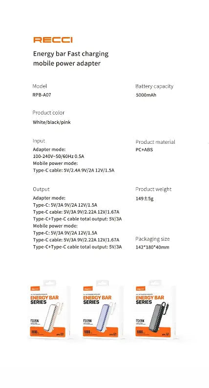 Recci light powerbank 5000mah Cover Shop